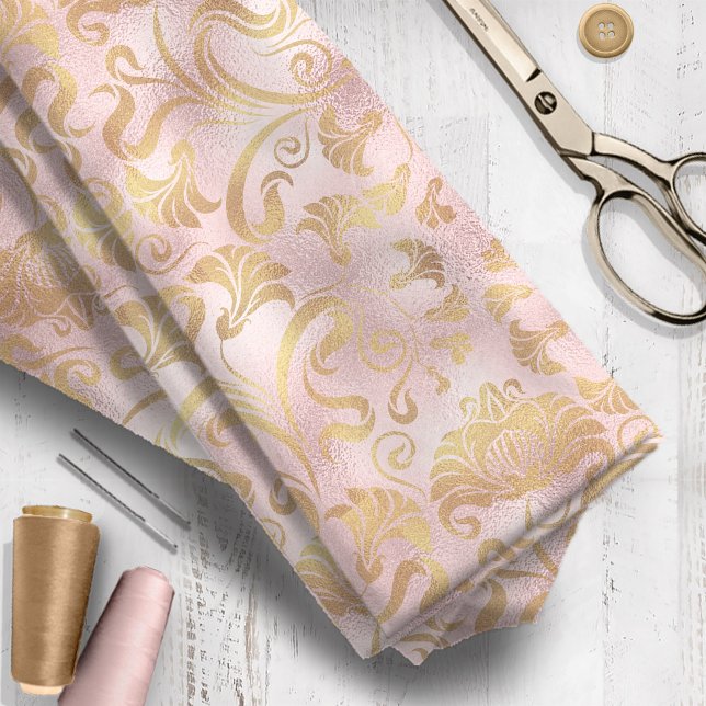 Tecido Damask Floral Shimmer Rosa Dourado ID461 (Criador carregado)