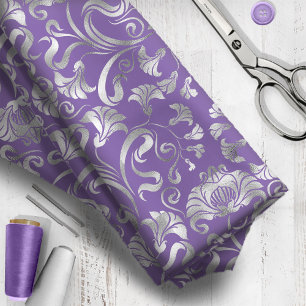 Tecido Damask Floral Shimmer Silver Any Background ID461