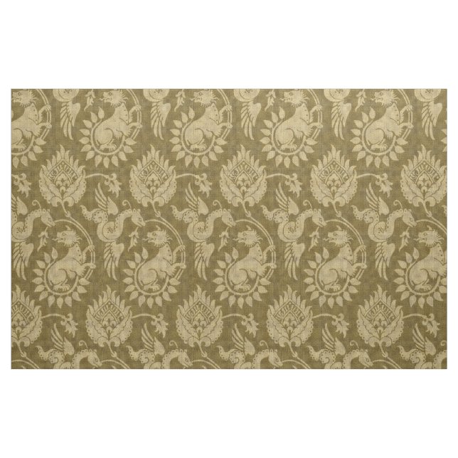 Tecido Damask with Winged Serpents, Amber (Fat Quarter)