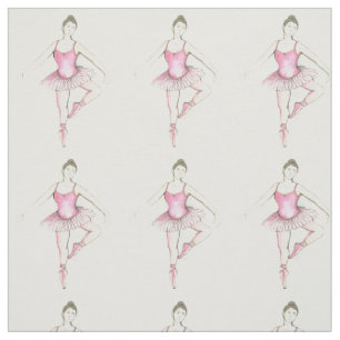 Tecido Dançarina de Balé rosa Tutu Watercolor Ballerinas