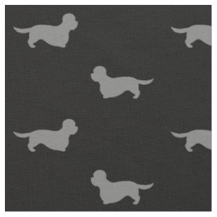 Tecido Dandie Dinmont Terrier Silhouettes Cinzas e Black