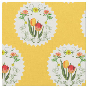 Tecido das tulipas do vintage