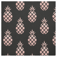 Tecido de abacaxi em preto e dourado rosa por metr