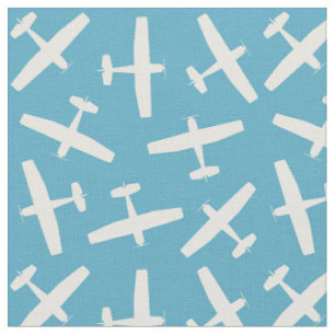 Tecido de Aeronave Retrô Azul e Creme