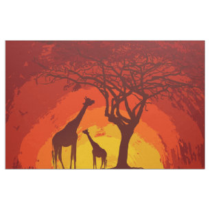 Tecido De Algodão Africano Safari Giraffe De 56"