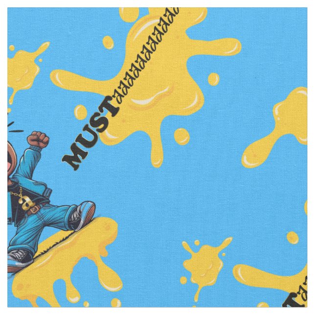 Tecido de algodão azul mostarda pelo quintal (Detalhe)