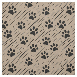 Tecido de Algodão com Impressão de Patas Preto e T