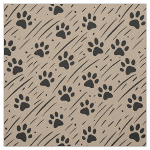 Tecido de Algodão com Impressão de Patas Preto e T