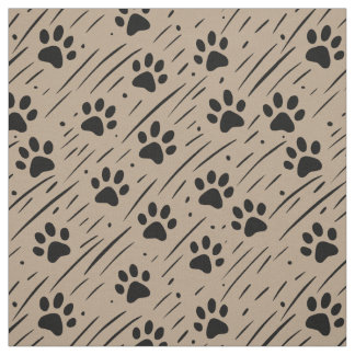 Tecido de Algodão com Impressão de Patas Preto e T