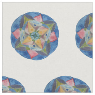 Tecido de Algodão Combado Azul Mandala (56" de lar
