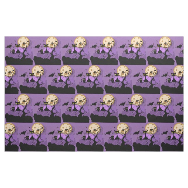 Tecido de Algodão Composto de Gato e Lua (Fat Quarter)