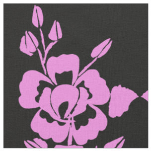 Tecido de algodão comprimido de silhueta rosa e pr