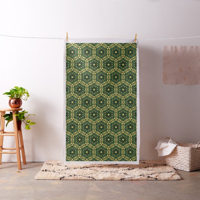 Tecido de Algodão Dourado Verde Escuro Elegante (In Situ)