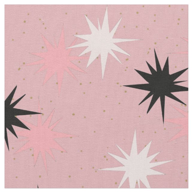 Tecido de algodão penteado Starbursts cor-de-rosa (Detalhe)
