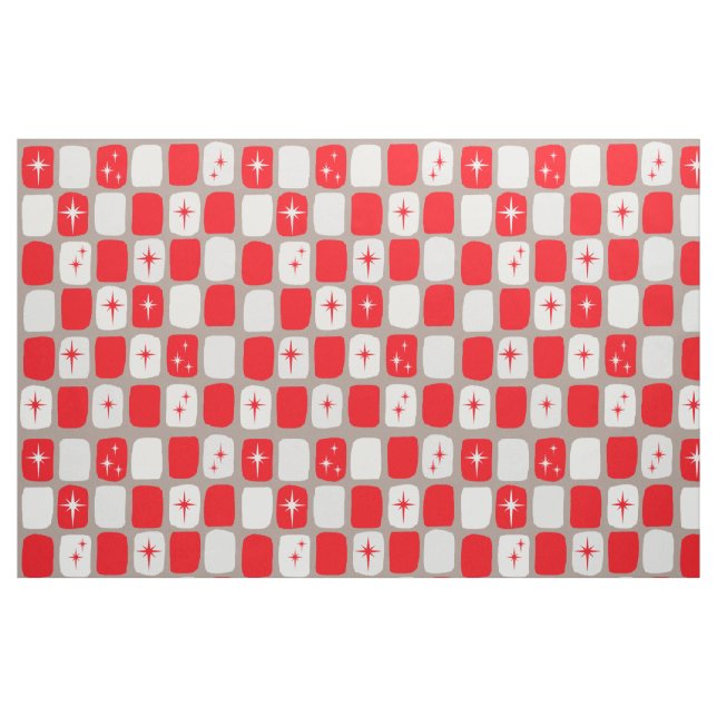 Tecido de algodão penteado Starbursts vermelho (Fat Quarter)