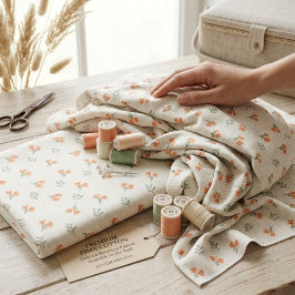 Tecido de Algodão Pima Floral com Listras de Pêsse