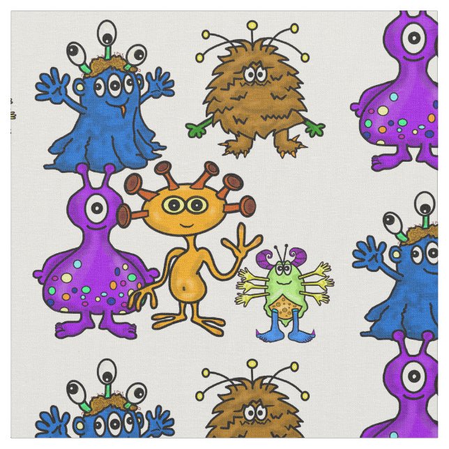Tecido de Aliens de desenho divertidos do bobo (Detalhe)