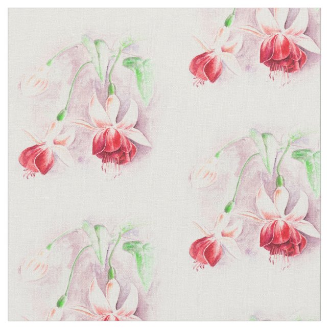 Tecido de aquarela de arte botânica Fuchsia (Detalhe)