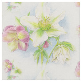 Tecido de aquarela floral de primavera hellebores