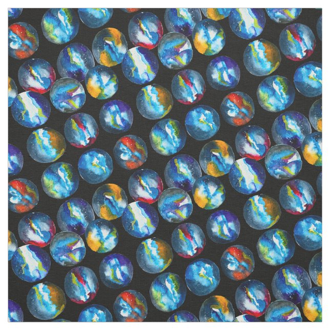 Tecido de arte da aquarela de planetas azuis (Modelo)