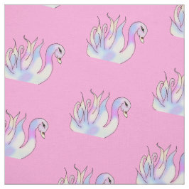 Tecido de Arte Desenhada à Mão do Pastel Swans