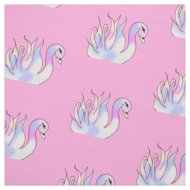 Tecido de Arte Desenhada à Mão do Pastel Swans (Modelo)