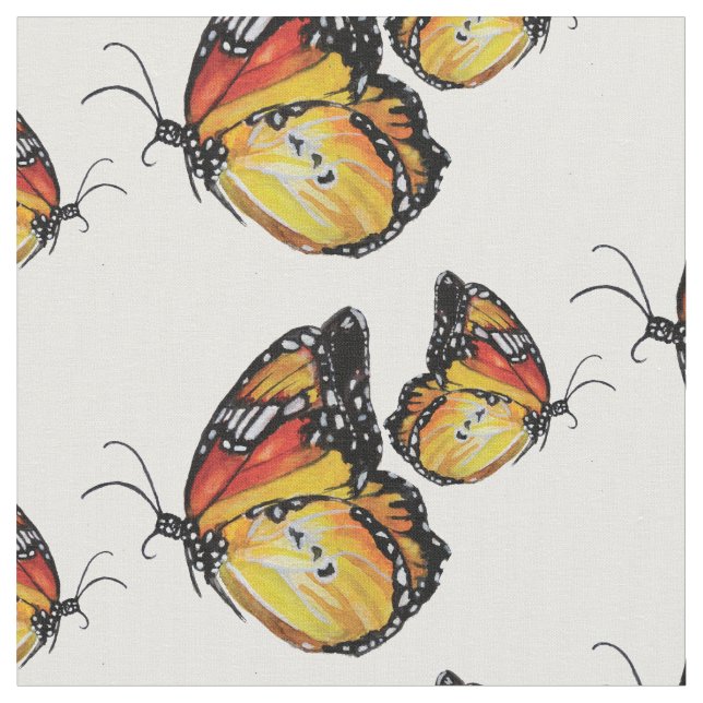 Tecido de Arte por Aquarela da Borboleta de Verão (Detalhe)