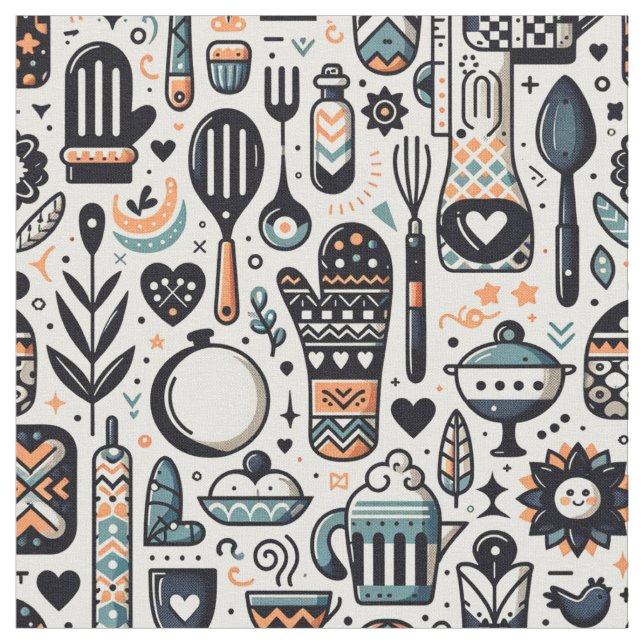 Tecido de artesanato charmoso - Tema da cozinha (Detalhe)