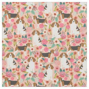 Tecido de Beagles - Flores Rosa