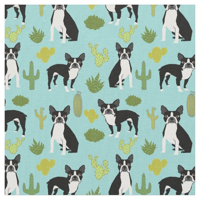 Tecido de Boston Terrier Cactus (Detalhe)