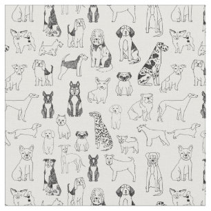 Tecido de cães - cães preto e branco, cães desi