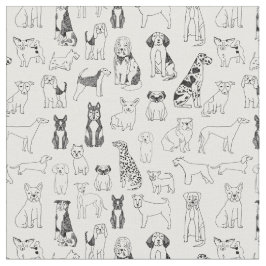 Tecido de cães - cães preto e branco, cães design,