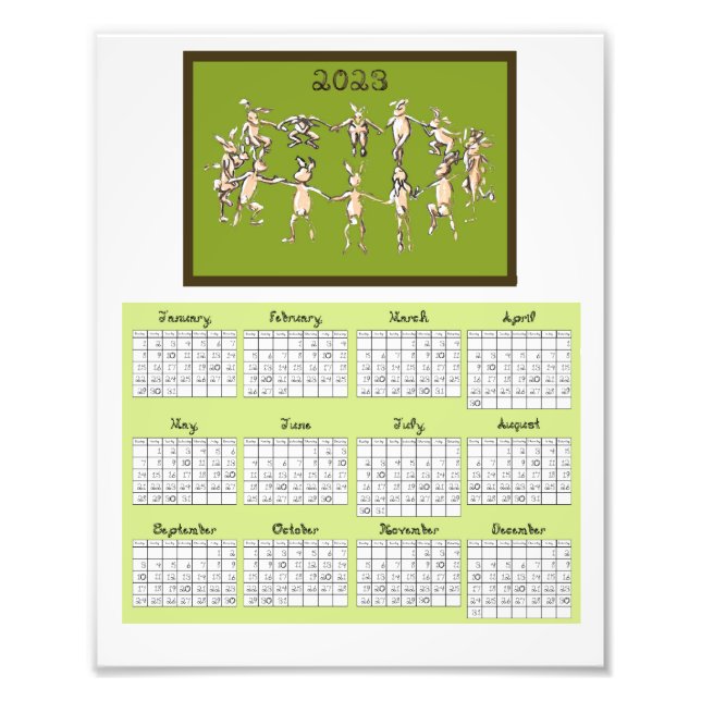 tecido De Calendário De 2023 Foto De Rabbits Dança (Frente)