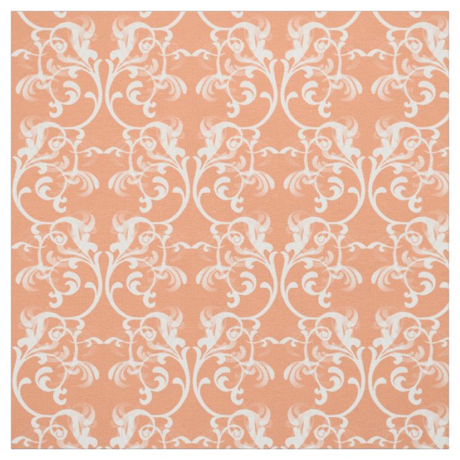 Tecido de Cor damasco Parisiense Laranja Branco (Modelo)
