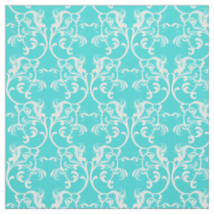 Tecido de Cor damasco Parisiense White Aqua