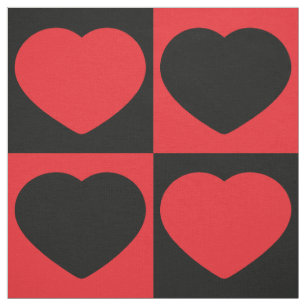 tecido de corações preto e vermelho