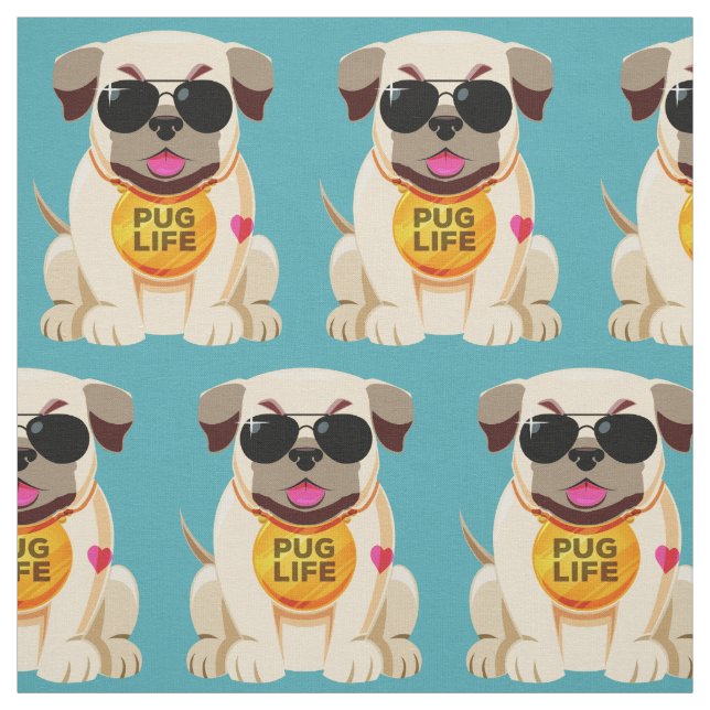 Tecido de cores personalizado Pug Life (Modelo)