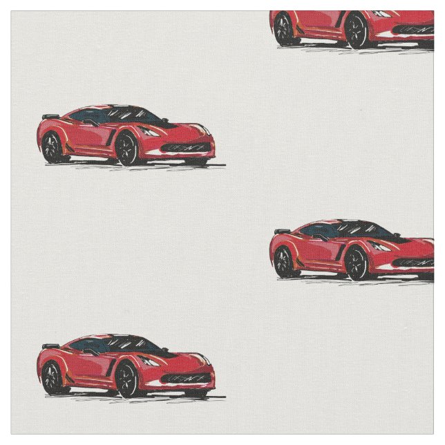 Tecido de desenho desenhado de corvette vermelho C (Detalhe)
