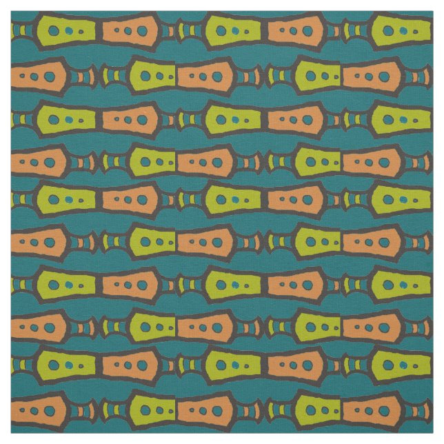Tecido de Design Tribal Abstrato Verde Teal Bege P (Modelo)
