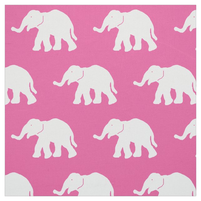 Tecido de Elefante Rosa e Branco (Modelo)