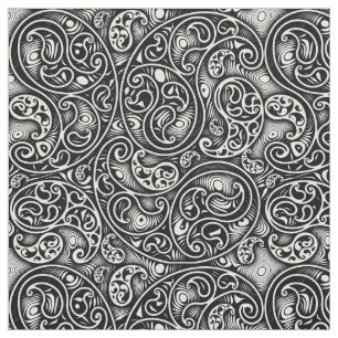 Tecido de espirais espiraladas em Black and White