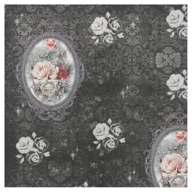 Tecido de Estilo Vitoriano Rosa Cameo Gótico (Detalhe)