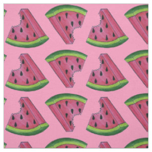 Tecido de Fatia de Melão Fruta Verde Rosa