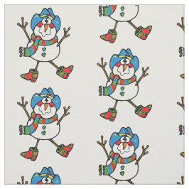 Tecido de Feriado do Cowboy Snowman