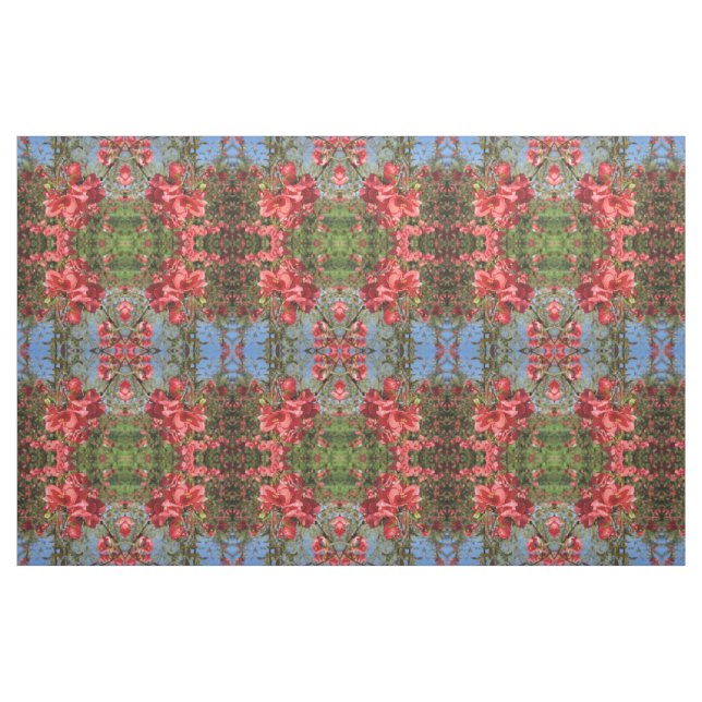 Tecido de flor de primavera vermelha, têxtil color (Fat Quarter)
