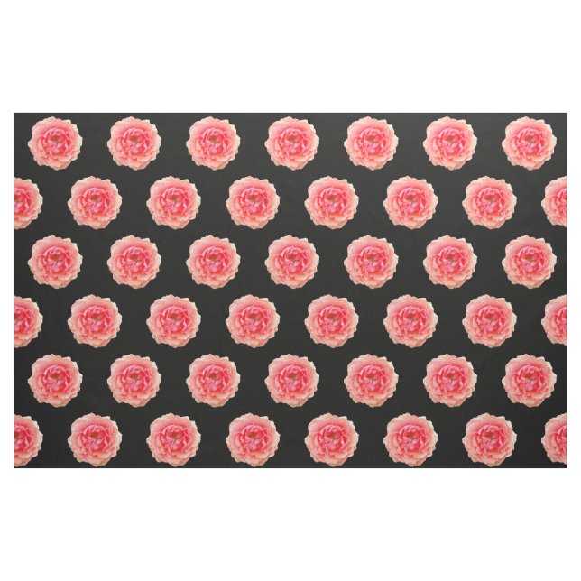 Tecido de Flor Rosa,Preto (Fat Quarter)