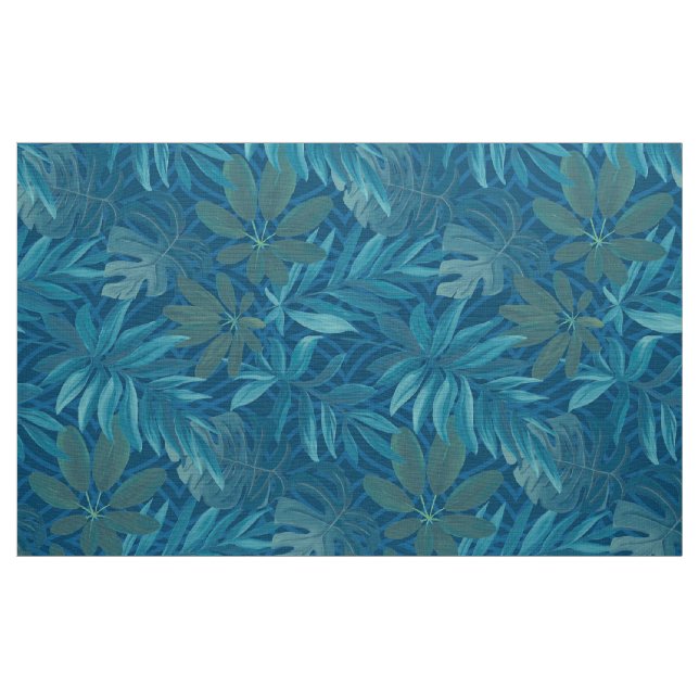 Tecido de Folha Tropical Verde e Azul (Jarda)