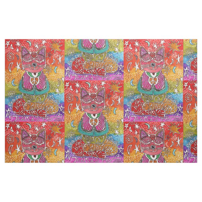 Tecido de Gato de Ioga com Meditação Óptica (Fat Quarter)