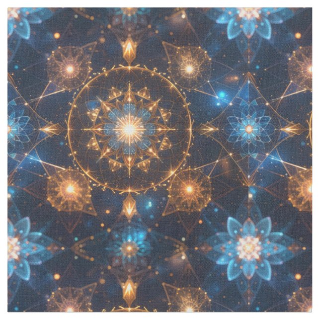 Tecido de Geometria ouro Azul Sagrado (Detalhe)