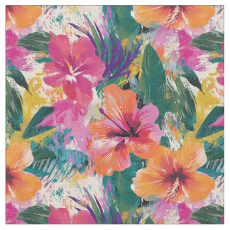 Tecido de Hibiscus Tropical Vivid